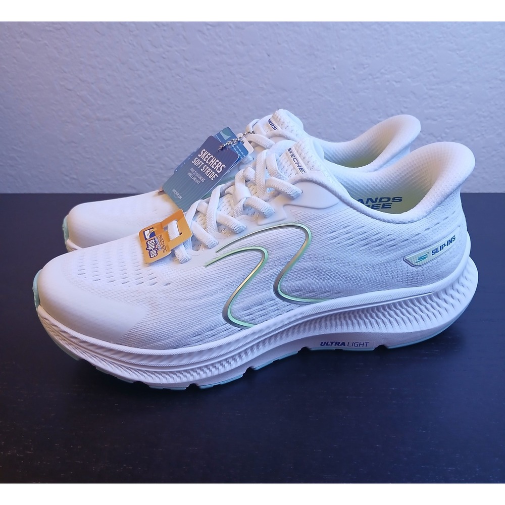 Skechers Hands Free Slip-ins Soft Stride White Sneakers 128643 Womens 6.5 NEW